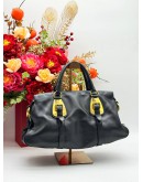 PRADA BAULETTO TOP HANDLE & SHOULDER BAG IN BLACK CALFSKIN LEATHER