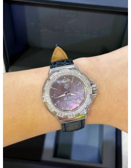 TAG HEUER FORMULA 1 LADY REF WAC1217 DIAMOND BEZEL BROWN MOTHER OF PEARL DIAL 37MM QUARTZ WATCH