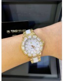 TAG HEUER FORMULA 1 LADY REF WAH1222 DIAMOND BEZEL WHITE DIAMOND DIAL 36MM QUARTZ WATCH
