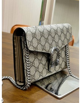 GUCCI DIONYSUS GG SUPREME CANVAS CROSSBODY SILVER CHAIN BAG