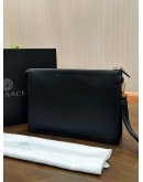 VERSACE LA MEDUSA HEAD IN GOLD AND BLACK CALFSKIN LEATHER CLUTCH