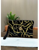 VERSACE BAROQUE LA MEDUSA HEAD IN GOLD AND BLACK & YELLOW CALFSKIN LEATHER CLUTCH