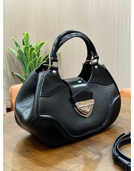 LOUIS VUITTON SAC MONTAIGNE BAG IN BLACK EPI LEATHER WITH SILVER HARDWARE