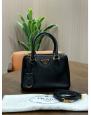 PRADA MINI GALLERIA IN BLACK SAFFIANO LEATHER WITH GOLD HARDWARE & STRAP  