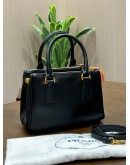 PRADA MINI GALLERIA IN BLACK SAFFIANO LEATHER WITH GOLD HARDWARE & STRAP  