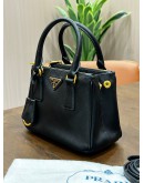 PRADA MINI GALLERIA IN BLACK SAFFIANO LEATHER WITH GOLD HARDWARE & STRAP  