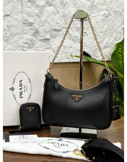 PRADA RE-EDITION 2005 IN BLACK SAFFIANO LUX LEATHER WITH GOLD HARDWARE
