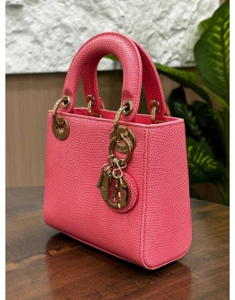 CHRISTIAN DIOR MINI LADY DIOR IN PINK LIZARD