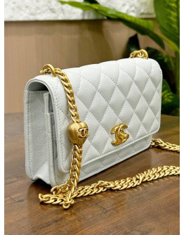 CHANEL SWEETHEART PILLOW CRUSH WOC IN CLOUDY BLUE PEARL CAVIAR LEATHER WITH MATTE GOLD HARDWARE  