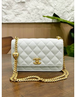 CHANEL SWEETHEART PILLOW CRUSH WOC IN CLOUDY BLUE PEARL CAVIAR LEATHER WITH MATTE GOLD HARDWARE  