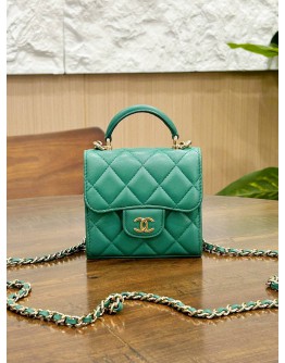 CHANEL CLASSIC TOP HANDLE PURSE ON CHAIN