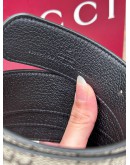 GUCCI REVERSIBLE BELT IN GG PRINTS & BLACK WITH SILVER BUCKLE