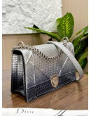 CHRISTIAN DIOR MEDIUM DIORAMA IN OMBRE SILVER BLUE METALLIC LEATHER WITH SILVER CHAIN BAG