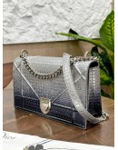 CHRISTIAN DIOR MEDIUM DIORAMA IN OMBRE SILVER BLUE METALLIC LEATHER WITH SILVER CHAIN BAG