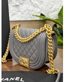 CHANEL HALF MOON LEBOY IN GREY CAVIAR LEATHER WITH MATTE GOLD HARDWARE