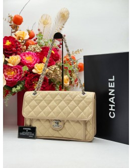 2012 CHANEL FRENCH RIVIERA FLAP SHOULDER BAG IN BEIGE CAVIAR LEATHER