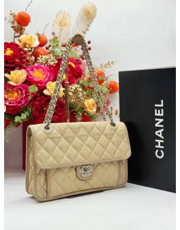 2012 CHANEL FRENCH RIVIERA FLAP SHOULDER BAG IN BEIGE CAVIAR LEATHER