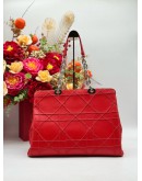 2016 CHRISTIAN DIOR SHOPPING TOTE BAG IN RED CANNAGE LAMBSKIN LEATHER