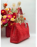 2016 CHRISTIAN DIOR SHOPPING TOTE BAG IN RED CANNAGE LAMBSKIN LEATHER