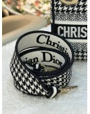 CHRISTIAN DIOR MINI LADY DIOR D-LITE HANDLE HANDBAG HOUNDSTOOTH BLACK & WHITE CLOTH CANVAS