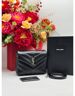 2020 YSL SAINT LAURENT LOULOU TOY CROSSBODY BAG IN BLACK CALFSKIN LEATHER