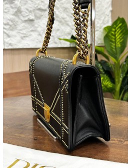 CHRISTIAN DIOR MEDIUM DIORAMA IN BLACK STUDDED CHAIN BAG