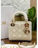 CHRISTIAN DIOR MINI LADY DIOR IN PEARL STUDDED