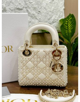 CHRISTIAN DIOR MINI LADY DIOR IN PEARL STUDDED