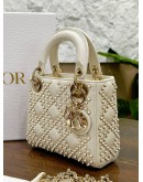CHRISTIAN DIOR MINI LADY DIOR IN PEARL STUDDED