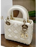 CHRISTIAN DIOR MINI LADY DIOR IN PEARL STUDDED