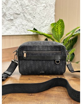 CHRISTIAN DIOR SAFARI MESSENGER BAG IN BLACK DIOR OBLIQUE JACQUARD CANVAS   