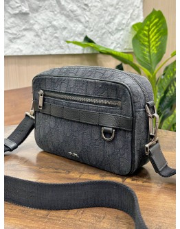 CHRISTIAN DIOR SAFARI MESSENGER BAG IN BLACK DIOR OBLIQUE JACQUARD CANVAS   