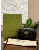 GUCCI GG MORMONT MEDIUM CAMERA BAG IN BLACK MATELASSÉ WITH CHEVRON PATTERN
