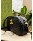 GUCCI GG MORMONT MEDIUM CAMERA BAG IN BLACK MATELASSÉ WITH CHEVRON PATTERN