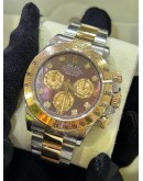 ROLEX DAYTONA CHRONOGRAPH REF 116523 MOTHER OF PEARL DIAMONDS DIAL WITH HALF 18K 750 YELLOW GOLD 40MM AUTOMATIC WATCH