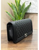 CHANEL BOY EAST WEST CLUTCH IN BLACK LAMBSKIN LEATHER  