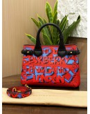 BURBERRY SMALL BANNER TOTE BAG IN MULTICOLOUR GRAFFITI FONT PRINTS 