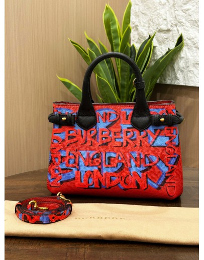 BURBERRY SMALL BANNER TOTE BAG IN MULTICOLOUR GRAFFITI FONT PRINTS 