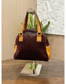 CELINE C MACADAM SUEDE HANDBAG 