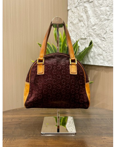 CELINE C MACADAM SUEDE HANDBAG 