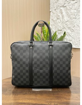 LOUIS VUITTON PORTE DOCUMENTS VOYAGE HANDLE HANDBAG IN DAMIER GRAPHITE CANVAS 
