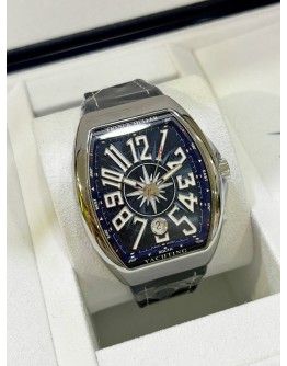 FRANCK MULLER VANGUARD REF YACHTING V41 SC DT YACHTING SUNBURST BLUE DIAL 45MM AUTOMATIC WATCH 