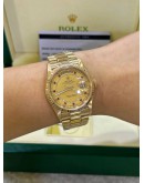 ROLEX PRESIDENT DAY-DATE 36 REF 18038 FULL 18K 750 YELLOW GOLD FACTORY DIAMONDS STRING RUBY DIAMOND STONE 36MM DIAL AUTOMATIC WATCH 