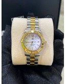 TAG HEUER AQUARACER LADY HALF 18K 750 YELLOW GOLD REF WBD1320 MOTHER OF PEARL DIAL 32MM QUARTZ WATCH 
