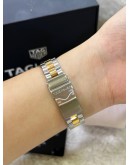 TAG HEUER AQUARACER LADY HALF 18K 750 YELLOW GOLD REF WBD1320 MOTHER OF PEARL DIAL 32MM QUARTZ WATCH 