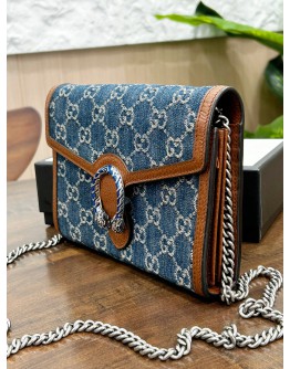 GUCCI DIONYSUS GG DENIM WALLET ON CHAIN