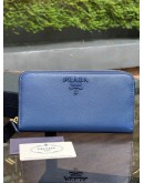 PRADA TOP LONG PURSE IN DEEP BLUE SEA SAFFIANO LEATHER   