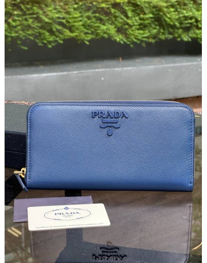 PRADA TOP LONG PURSE IN DEEP BLUE SEA SAFFIANO LEATHER   