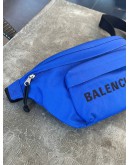 BALENCIAGA SPORT NYLON LOGO EMBROIDERED WHEEL BELT-PACK IN ELECTRIC BLUE & BLACK BAG