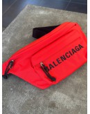 BALENCIAGA SPORT NYLON LOGO EMBROIDERED WHEEL BELT-PACK IN BRIGHT RED & BLACK BAG